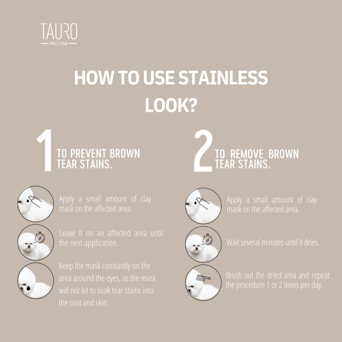 Pure Nature Stainless look 3in1, natural clay mask to prevent tear stains on the coat for dogs - 3