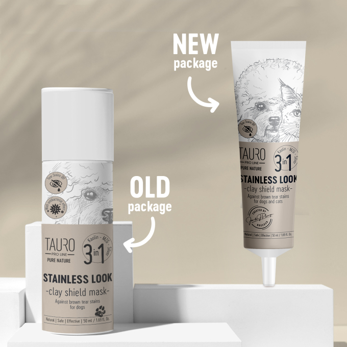 Pure Nature Stainless look 3in1, natural clay mask to prevent tear stains on the coat for dogs - 3