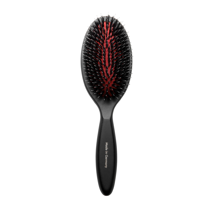 Brush, beech wood, 16 mm boar bristles with nylon teeth, black, ova shapel - 0