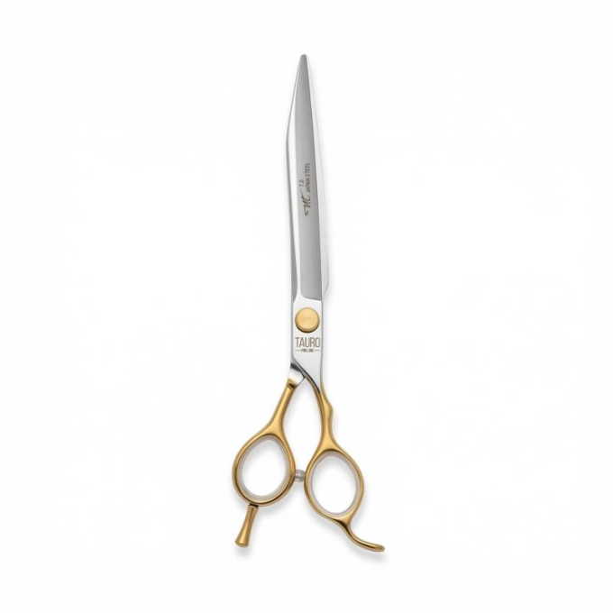 Perfection by Janita J. Plungė professional straight cutting scissors for grooming, right-handed, stainless steel, silver with gold handles - 0