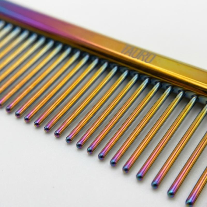 dual density comb for coat grooming and styling, stainless steel - 3