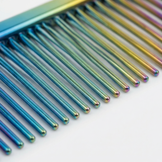 dual density comb for coat grooming and styling, stainless steel - 2