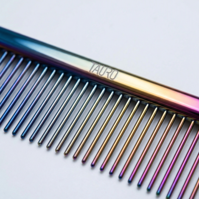 dual density comb for coat grooming and styling, stainless steel - 3