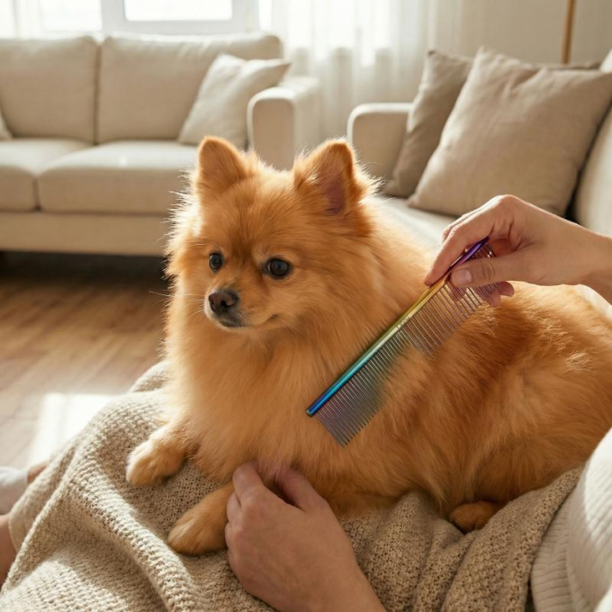 dual density comb for coat grooming and styling, stainless steel - 5