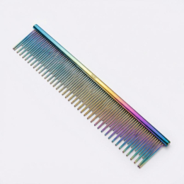 dual density comb for coat grooming and styling, stainless steel