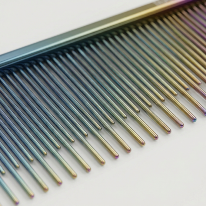 dual density comb for coat grooming and styling, stainless steel - 3