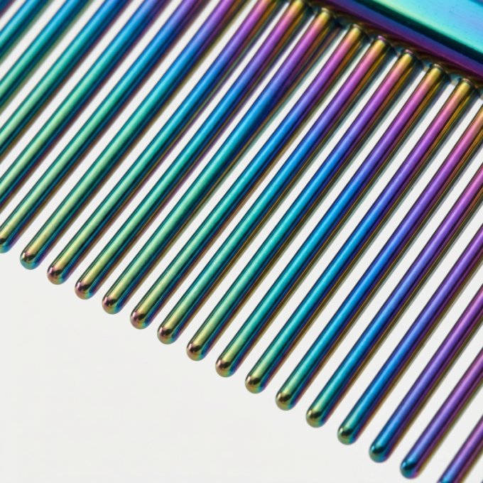 dual density comb for coat grooming and styling, stainless steel - 3