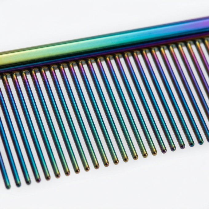 dual density comb for coat grooming and styling, stainless steel - 4