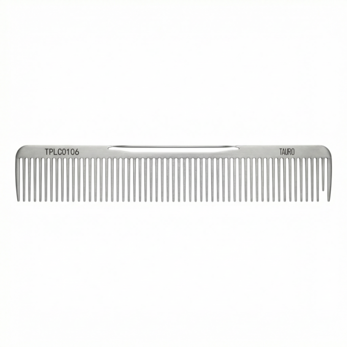 Professional groomer line, dual density comb for coat grooming and styling, stainless steel, glossy silver (pin length 40 mm) - 0