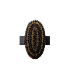 Massage brush, pear wood, brass metal and horse hair bristles, light brown