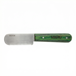 stripmes met grove tanden en houten handvat