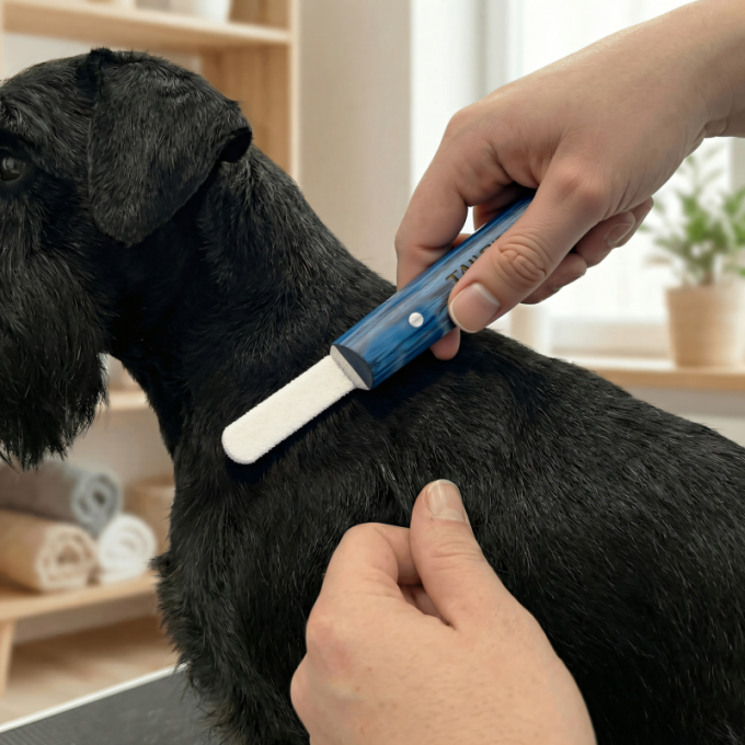 Professionele trimsalonlijn, vachtstripper met steen - 8