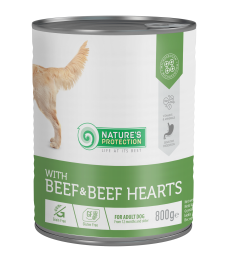 canned pet food for adult dogs with beef and beef hearts