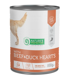 canned pet food for adult dogs with beef and duck hearts