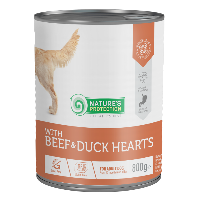 canned pet food for adult dogs with beef and duck hearts - 0