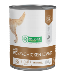 canned pet food for adult dogs with beef and chicken liver