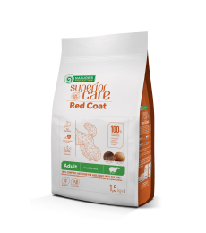 droogvoer zonder granen voor volwassen honden van kleine rassen met rode vacht, met lam 