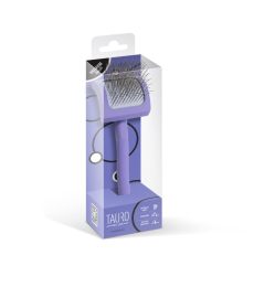 wooden brush, curved, rectangular, pins 25 mm, purple