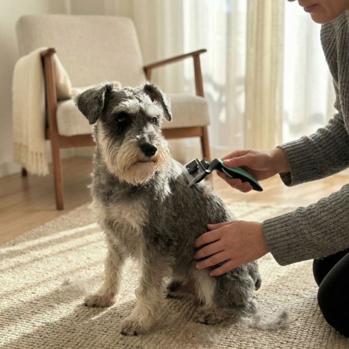 грабли для ухода за домашними животными для вычесывания шерсти с вращающимися двойными лезвиями из нержавеющей стали (45 мм x 40 мм), расстояние между зубьями 0,8 мм и 0,6 мм, черные с зеленоватой ручкой - 5