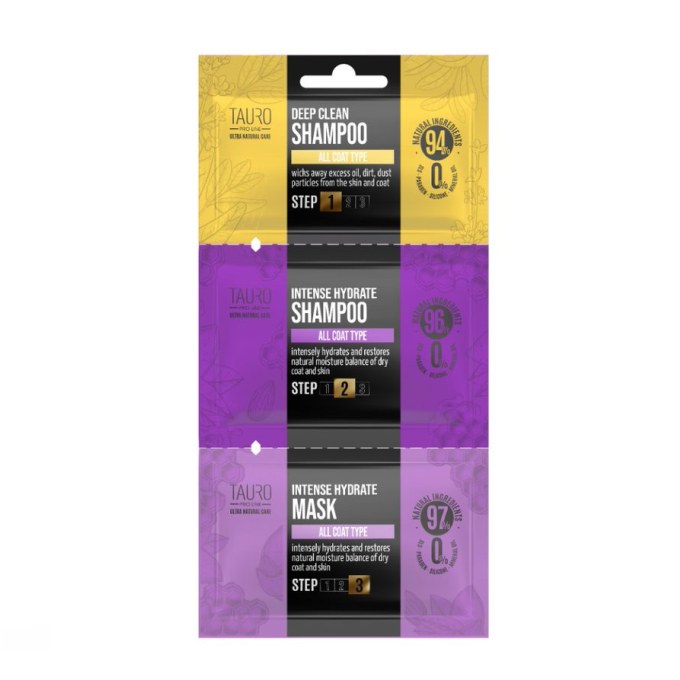 dog and cat coat and skin shampoo and mask sample set - 0