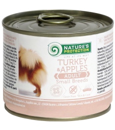 canned pet food for adult small breed dogs with turkey and apples