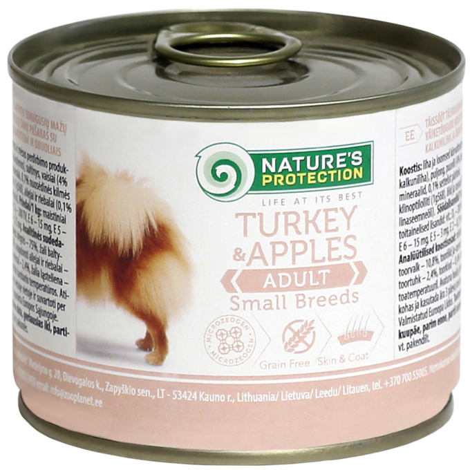canned pet food for adult small breed dogs with turkey and apples - 0