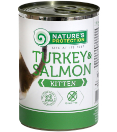 canned pet food for junior cats with turkey and salmon