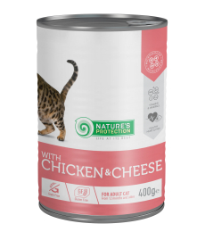 canned pet food for adult cats with chicken and cheese