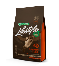 dry grain free food for adult, small and mini breed dogs with salmon and krill 