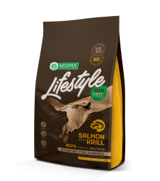 dry grain free food for puppies of all breeds with salmon and krill