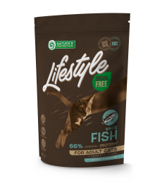 dry grain free food for adult cats with white fish