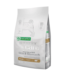 dry food for adult dogs of small breeds with sensitive skin and stomach, with lamb