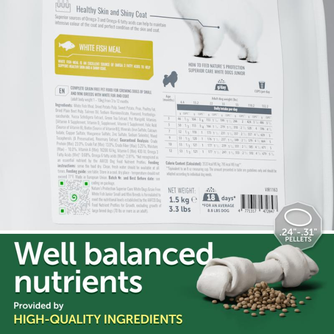 dry grain free food for junior small and mini breed dogs with white coat, with white fish - 6
