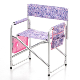 folding chair with folding table and aluminum legs, unique design, pink