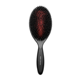 Brush, beech wood, 16 mm boar bristles with nylon teeth, black, oval shape