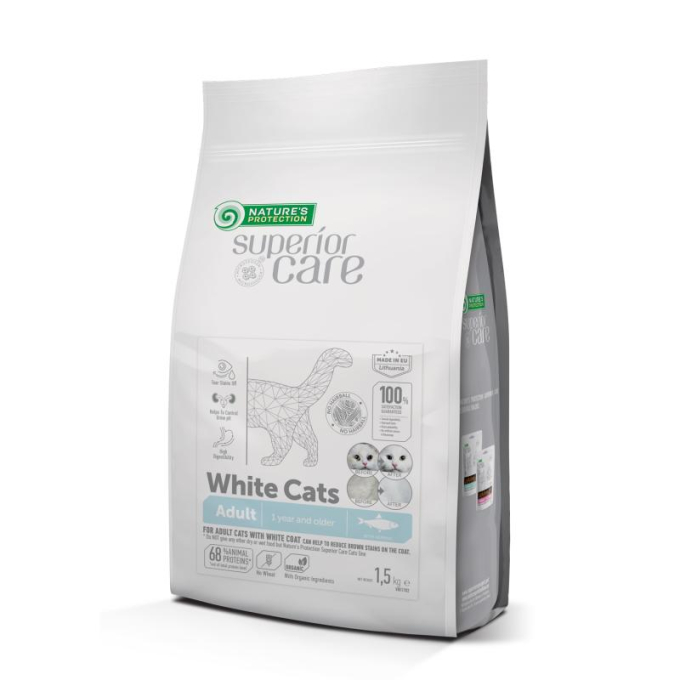 dry grain free pet food with herring for adult all breed cats with white coat - 1