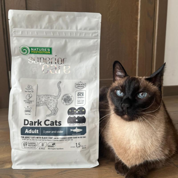 dry grain free pet food with herring for adult all breed cats with dark coat - 5