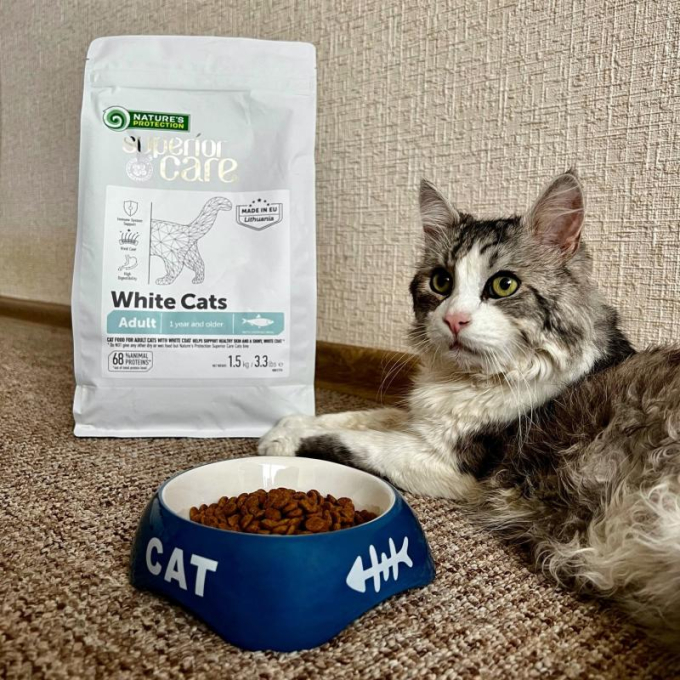 dry grain free pet food with herring for adult all breed cats with white coat - 7