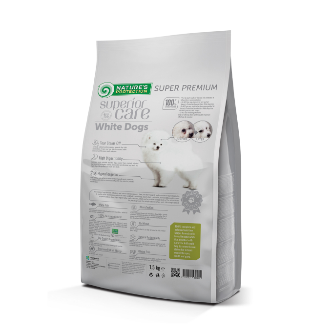 dry grain free food for junior small and mini breed dogs with white coat, with white fish - 8