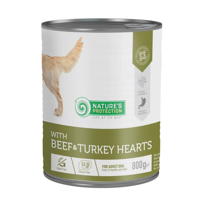 canned pet food for adult dogs with beef and turkey hearts - 1