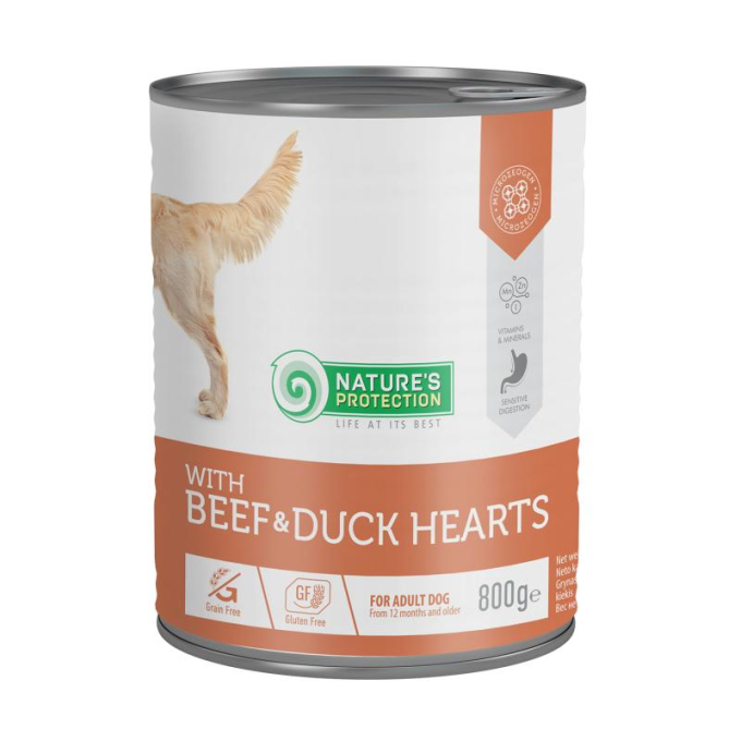 canned pet food for adult dogs with beef and duck hearts - 1