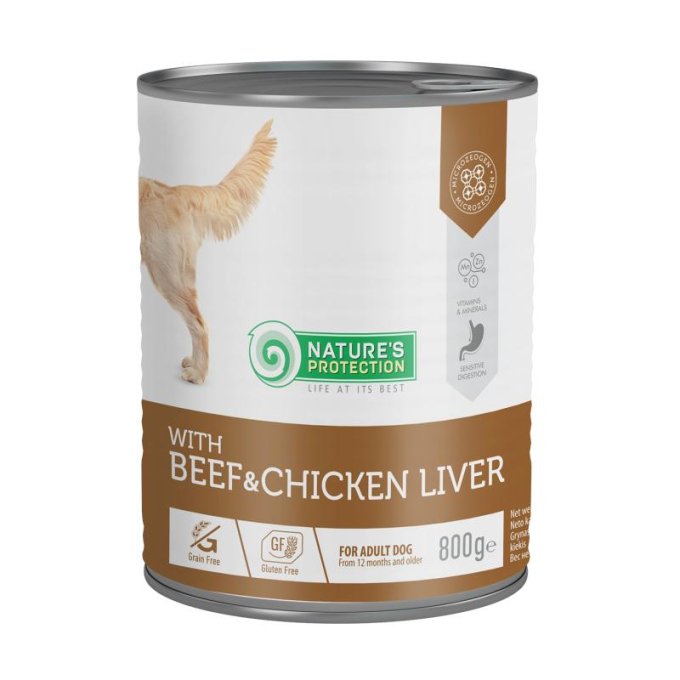 canned pet food for adult dogs with beef and chicken liver - 1