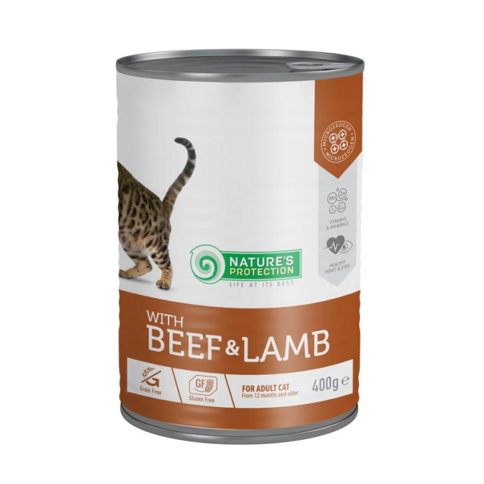 canned pet food for adult cats with beef and lamb - 1