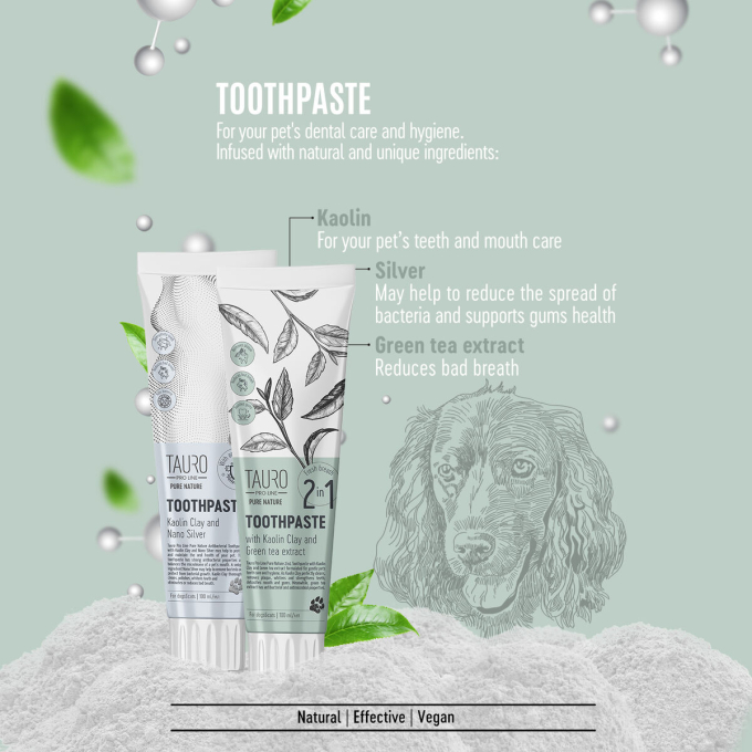 Pure Nature toothpaste with white clay (kaolin), zeolite and  green tea extract for dogs and cats - 2