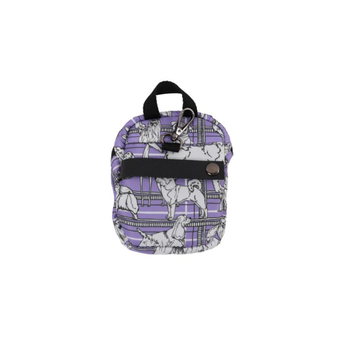 pet treat case with zipper, purple, with puppy appliqués - 2