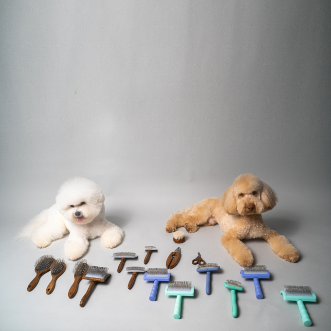 wooden brush, curved, rectangular, pins 25 mm, purple - 7