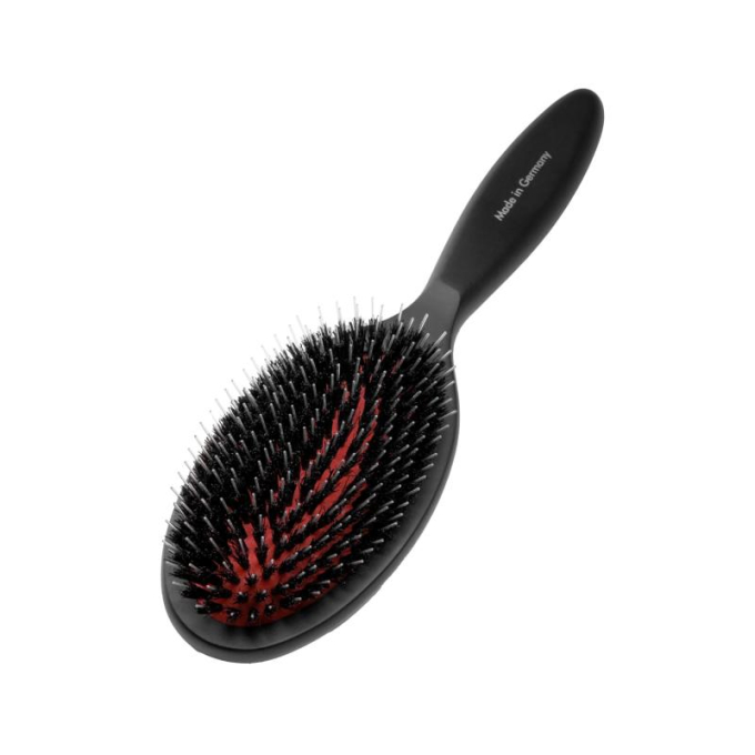 Brush, beech wood, 16 mm boar bristles with nylon teeth, black, ova shapel - 1