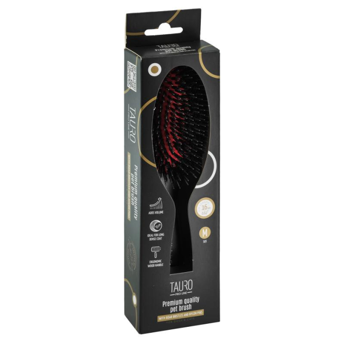 Brush, beech wood, 16 mm boar bristles with nylon teeth, black, ova shapel - 3
