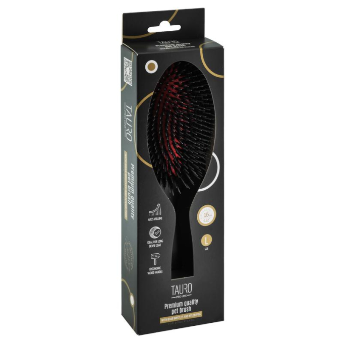 Borstel, beukenhout, 16 mm zwijnenhaar met nylon tanden, zwart, ovale vorm - 3