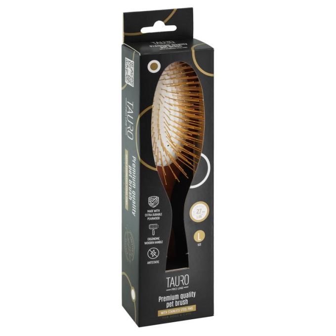 Brush, pear wood, brown, oval shape, large 23x6.3 cm - 4